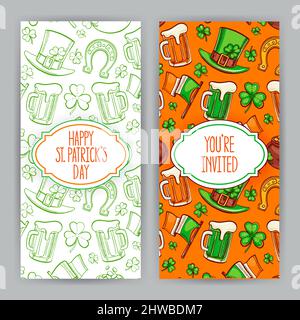 two cute greeting cards for St. Patrick`s Day with place for text Stock Vector